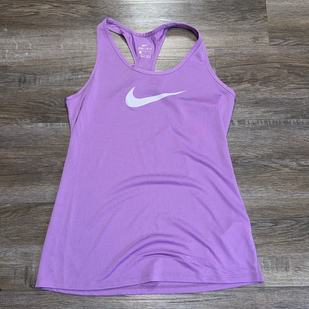 Nike Dri-FIT Light Purple Racerback Tank Top Womens Medium Large Swoosh Logo
